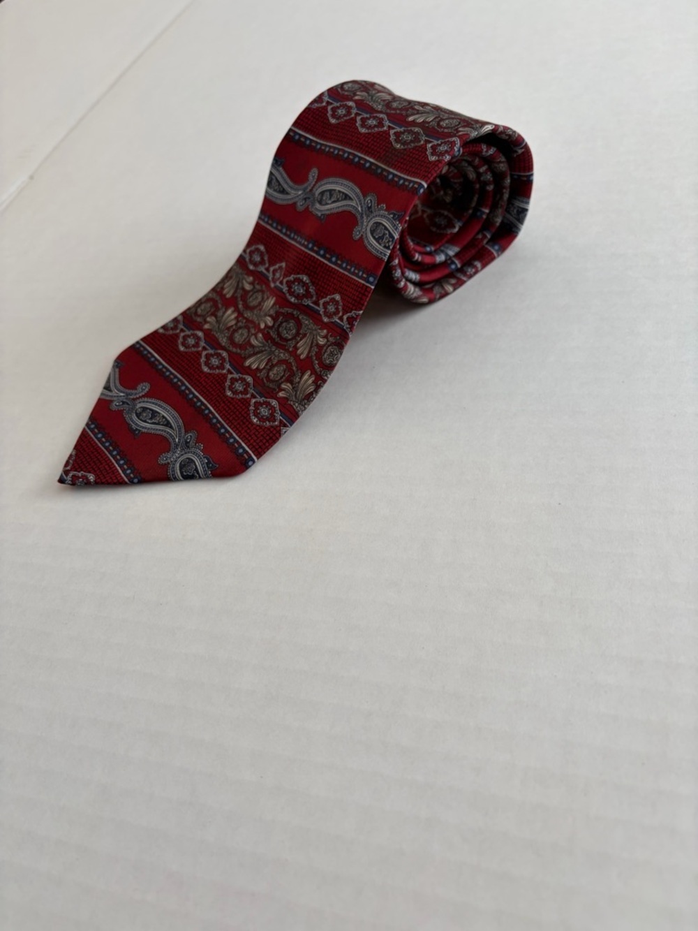 Vintage Arrow Red Paisley Silk Tie Italian Silk Classic Wide Necktie